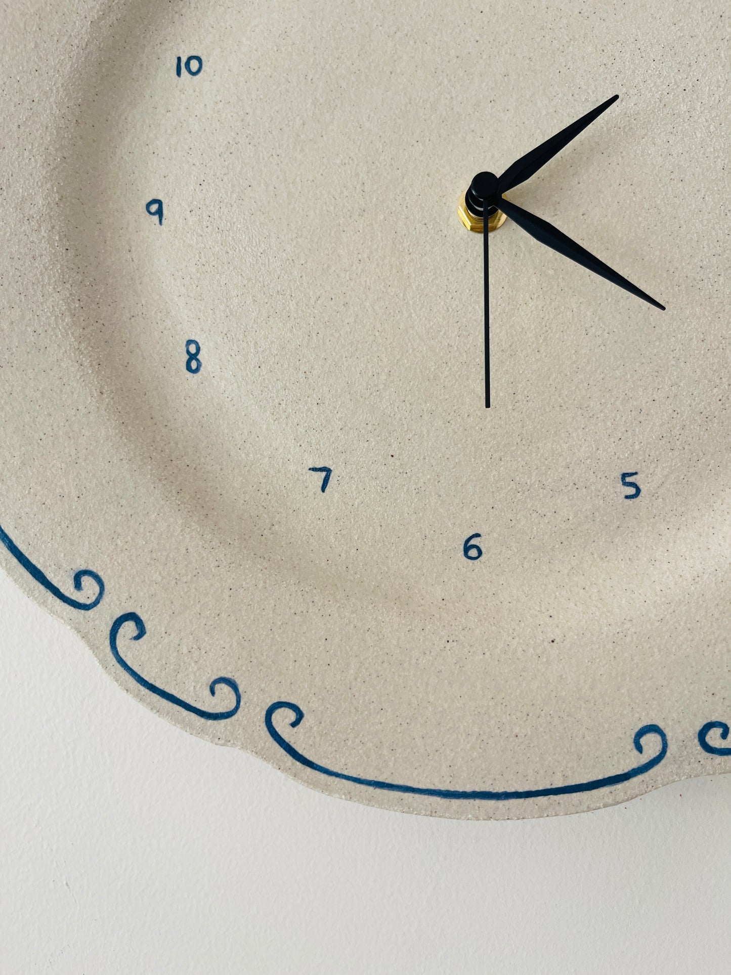 Ceramic clock with hand painted detail (large)
