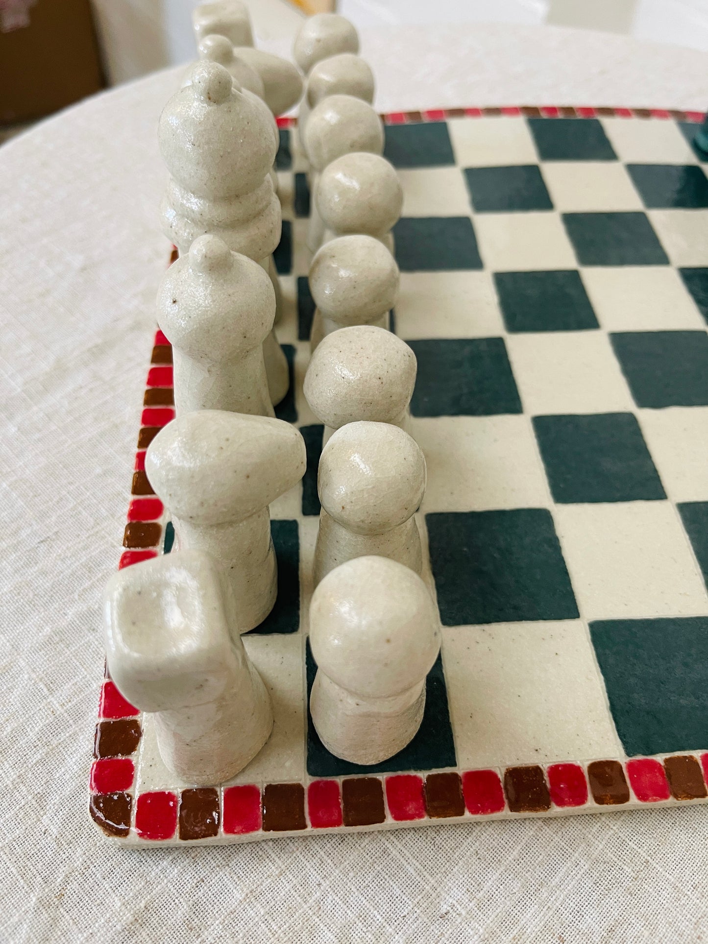 Hand Built Chess Board & Pieces
