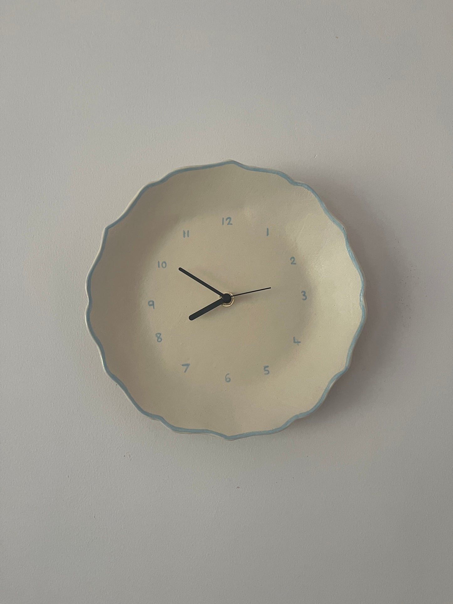 Ceramic clock light blue and cream