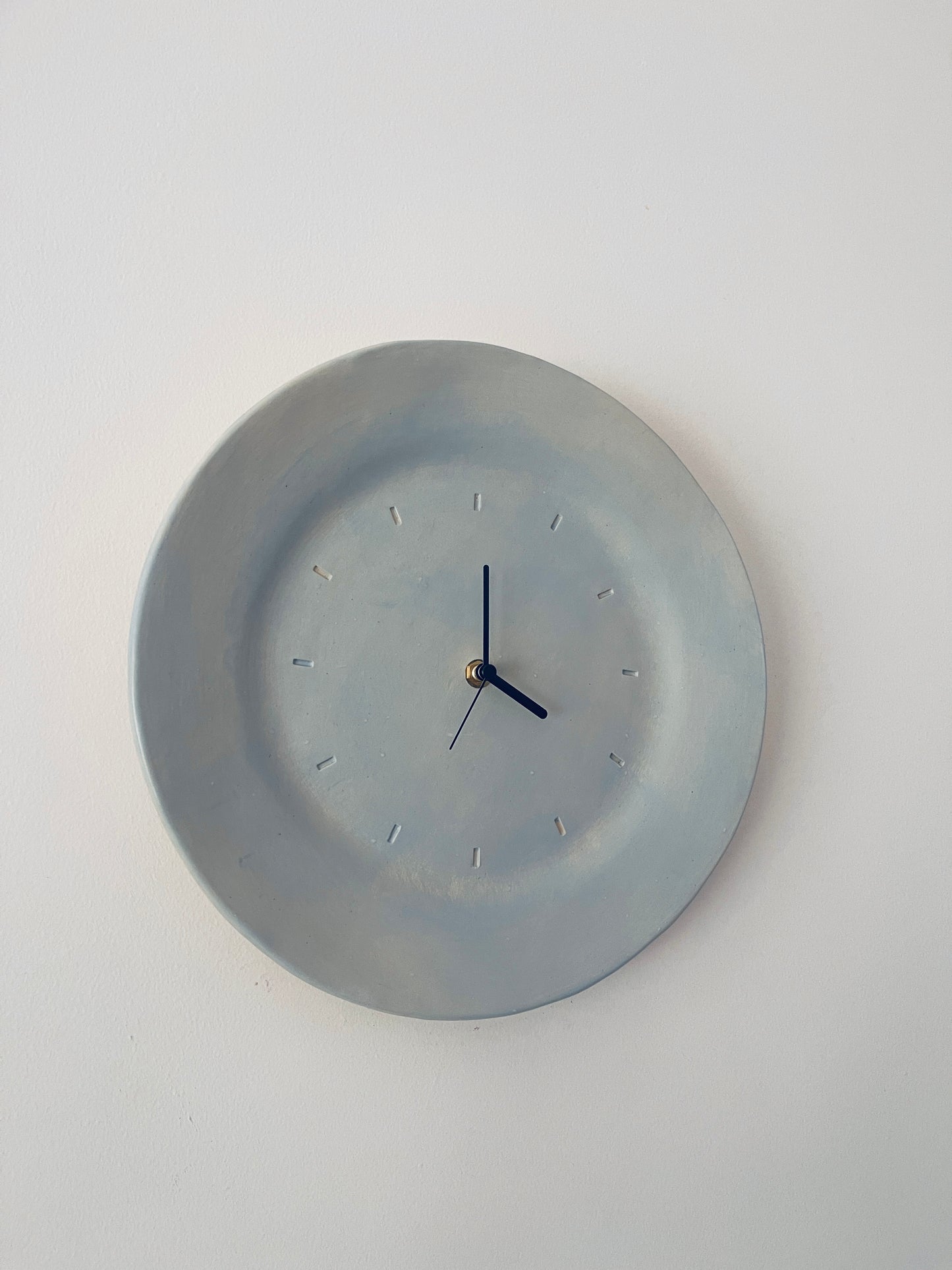 Hand built blue ceramic clock