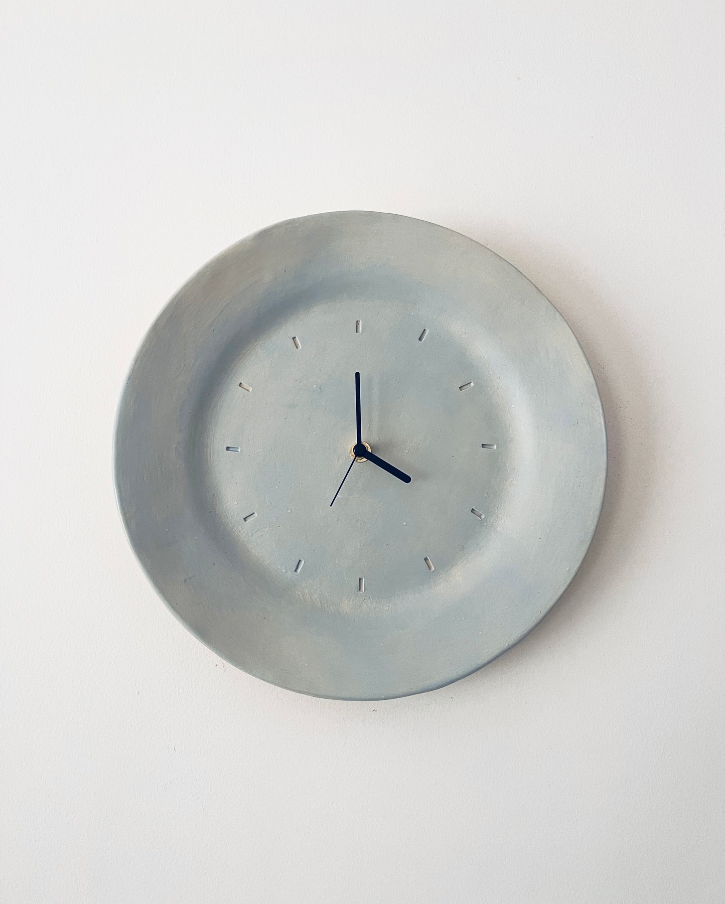 Hand built blue ceramic clock
