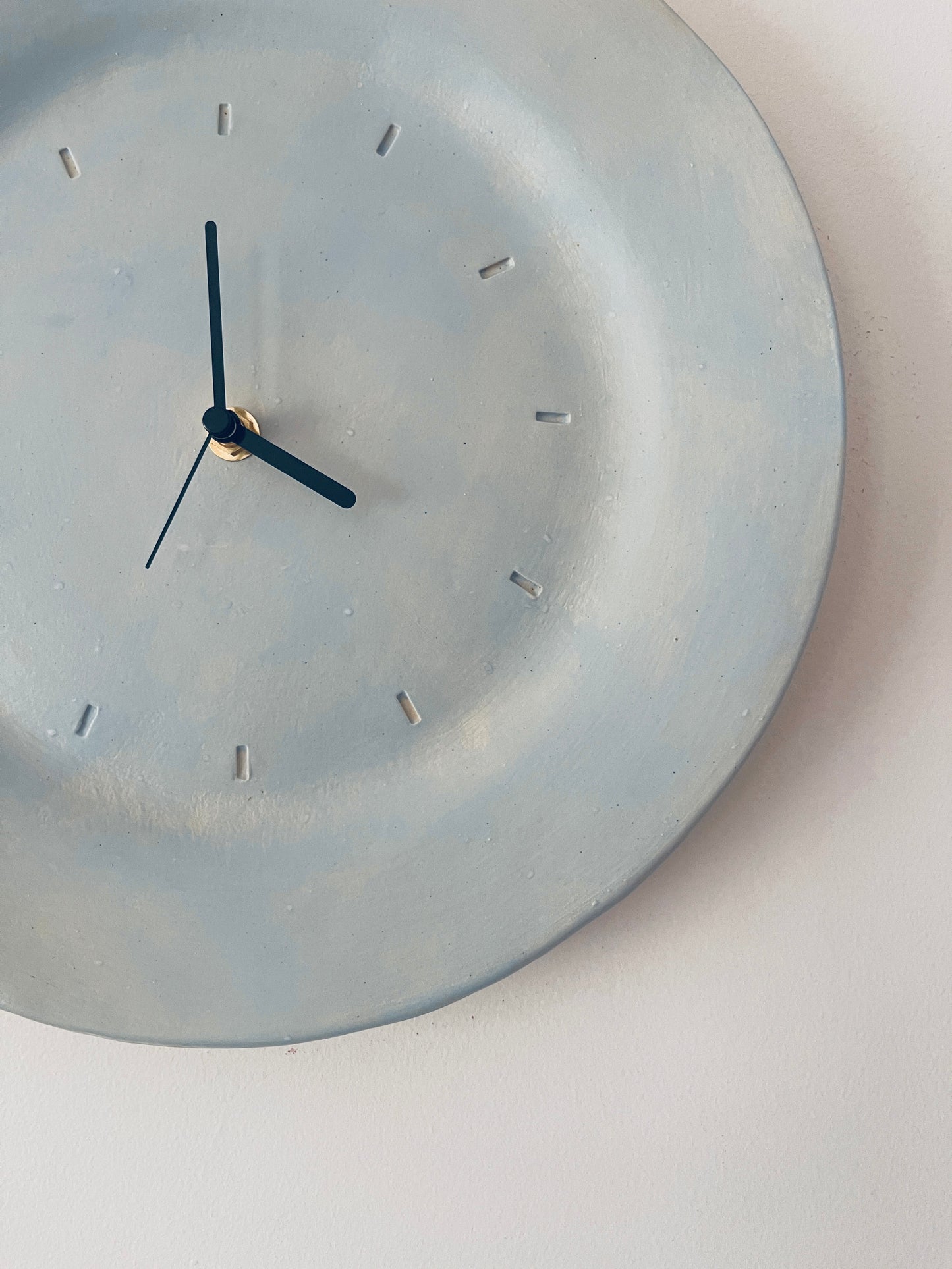 Hand built blue ceramic clock