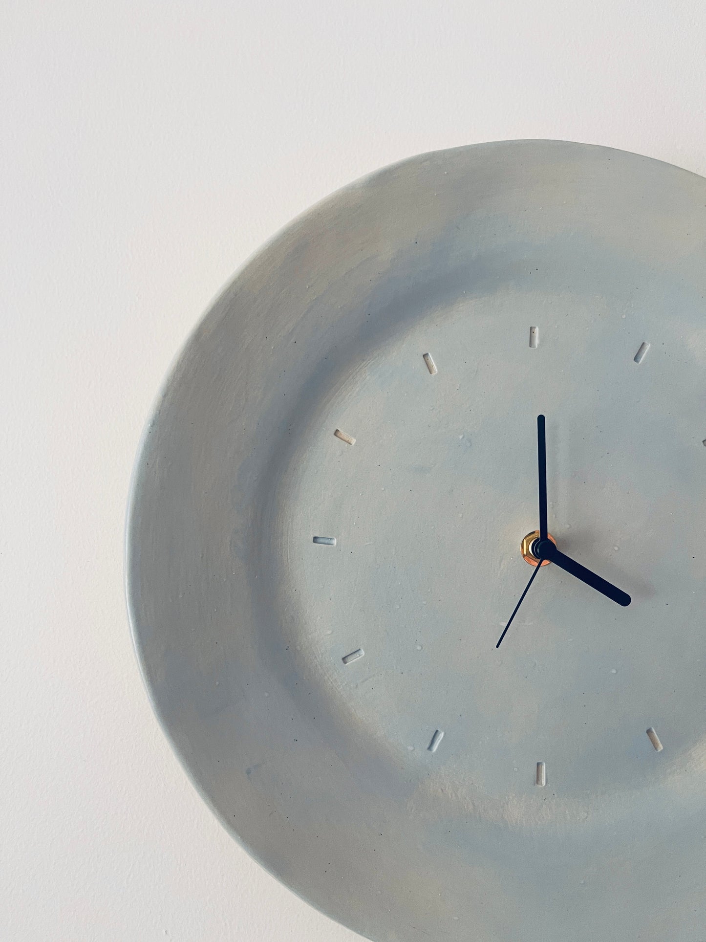 Hand built blue ceramic clock