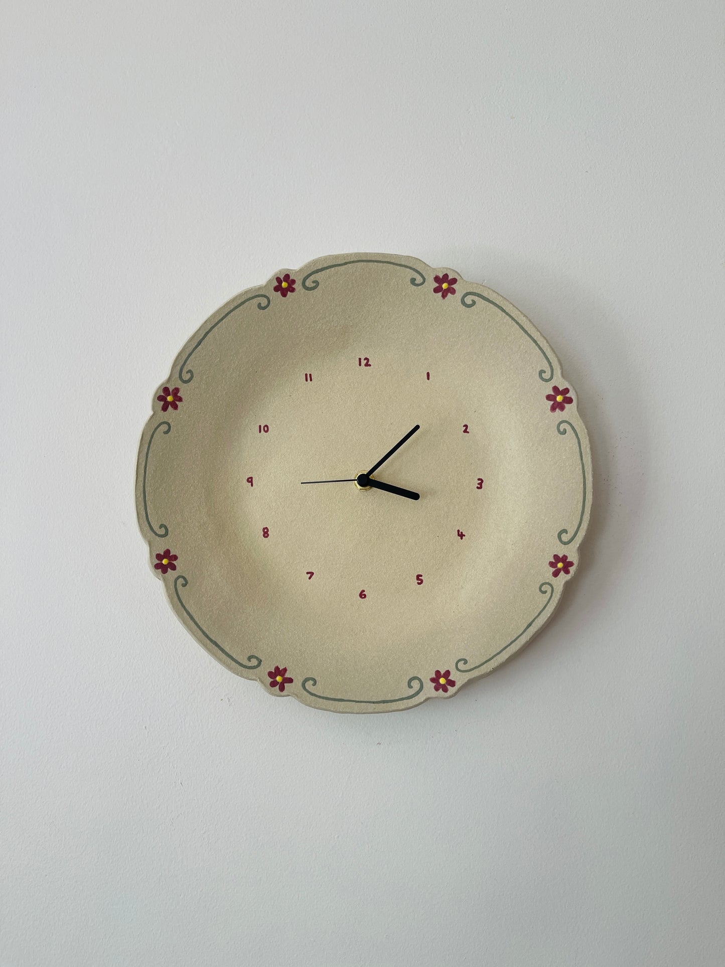 Clock with hand painted flowers