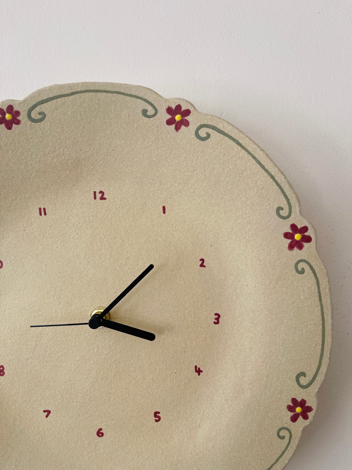 Clock with hand painted flowers