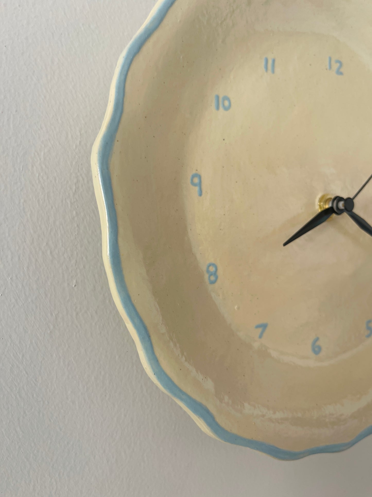 Ceramic clock light blue and cream