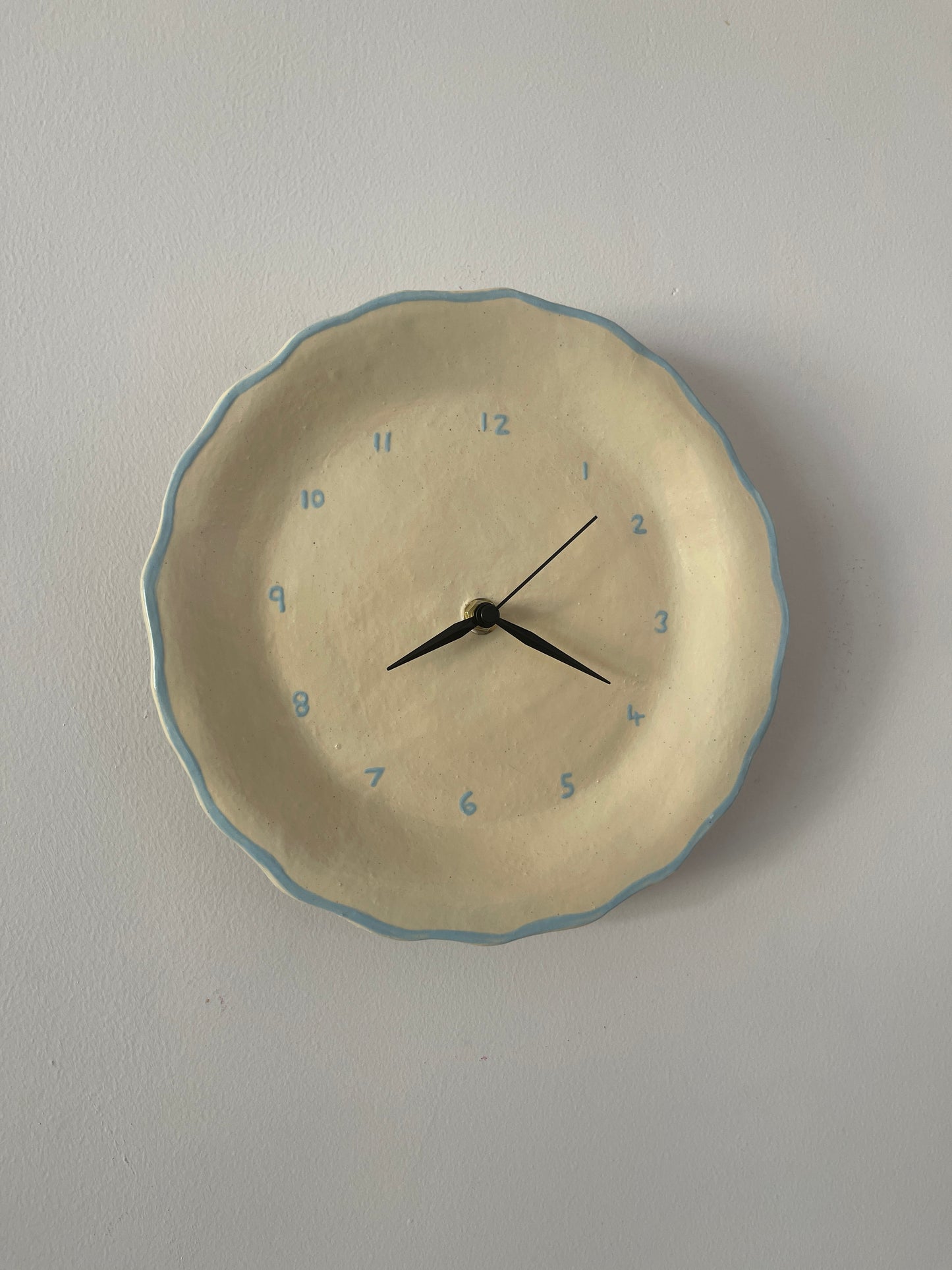 Ceramic clock light blue and cream