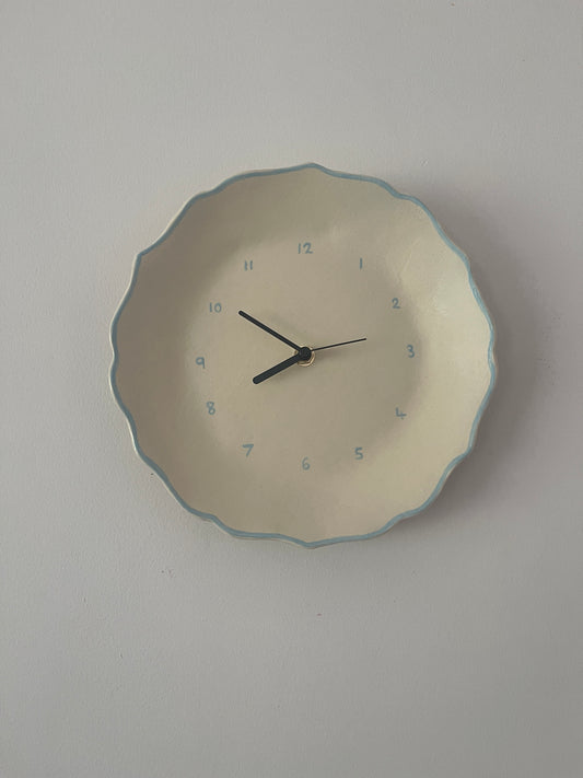 Ceramic clock light blue and cream
