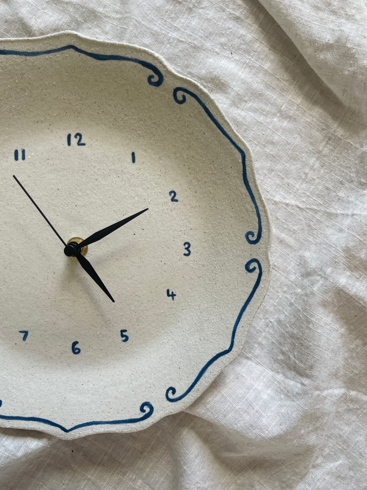 Ceramic plate clock with hand painted detail