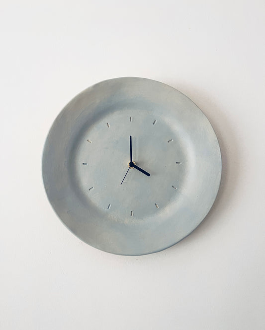 Hand built blue ceramic clock