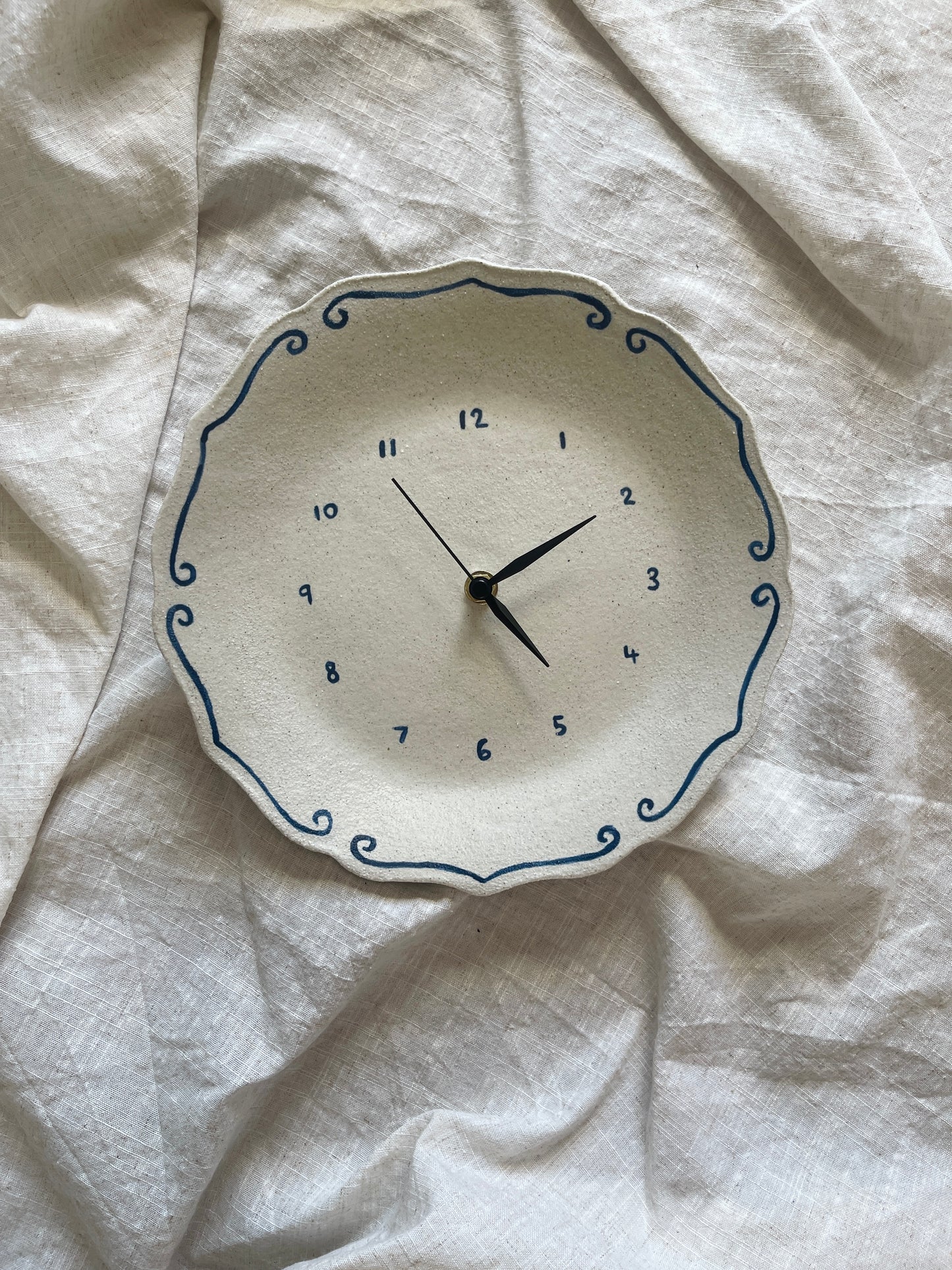 Ceramic plate clock with hand painted detail