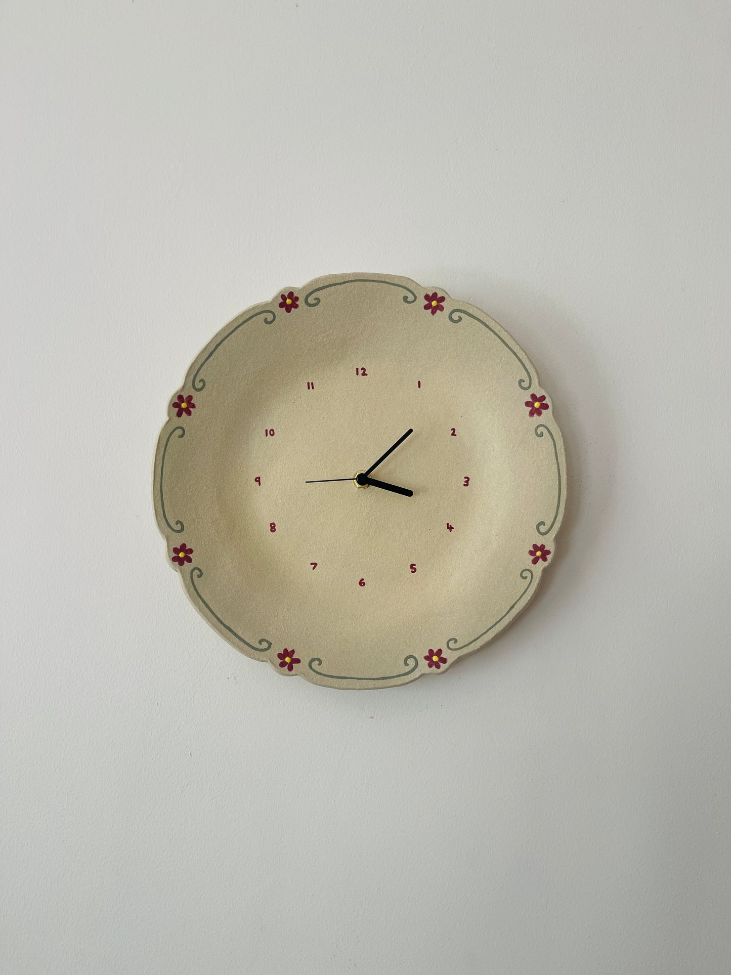 Clock with hand painted flowers
