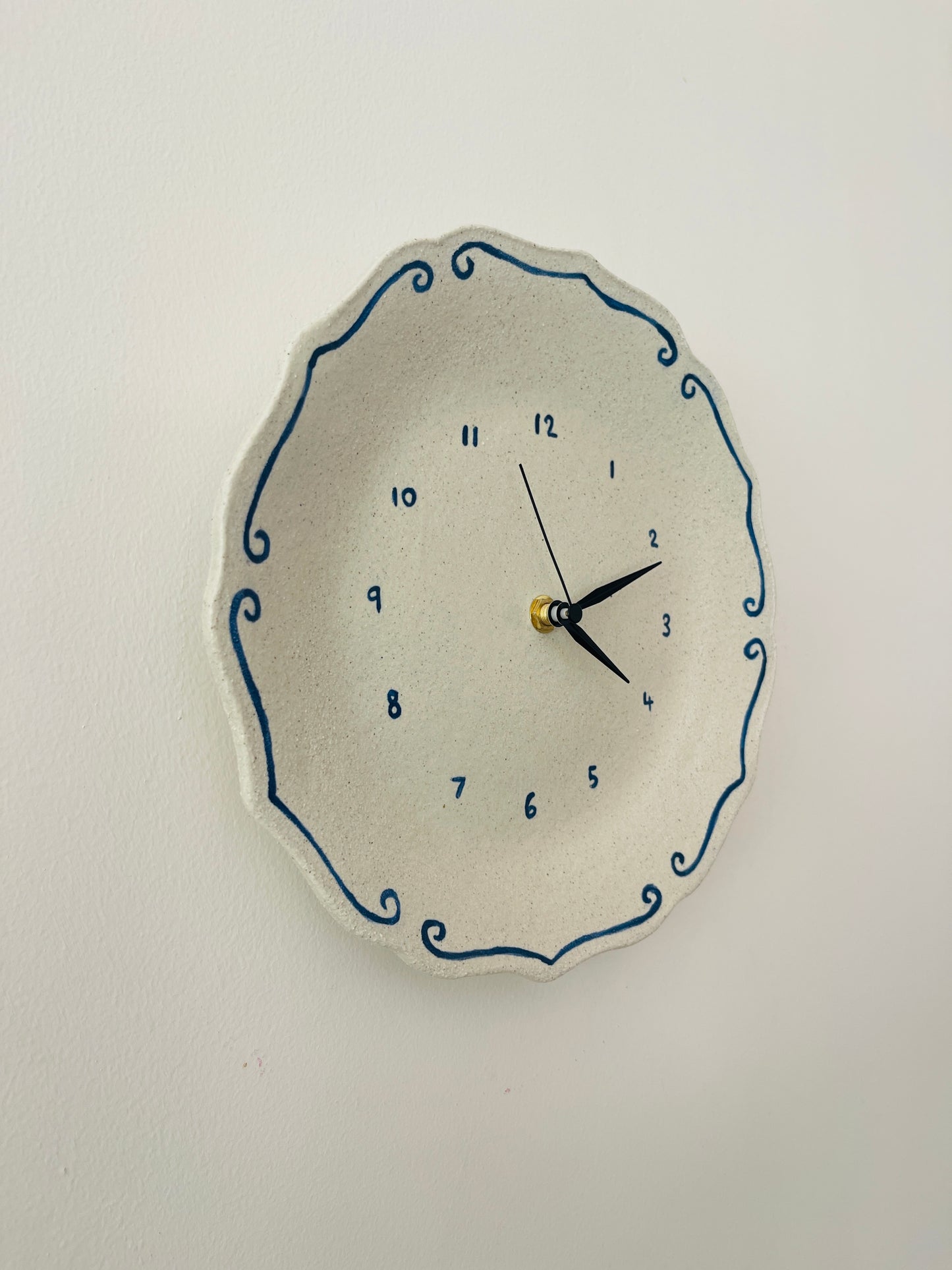 Ceramic plate clock with hand painted detail