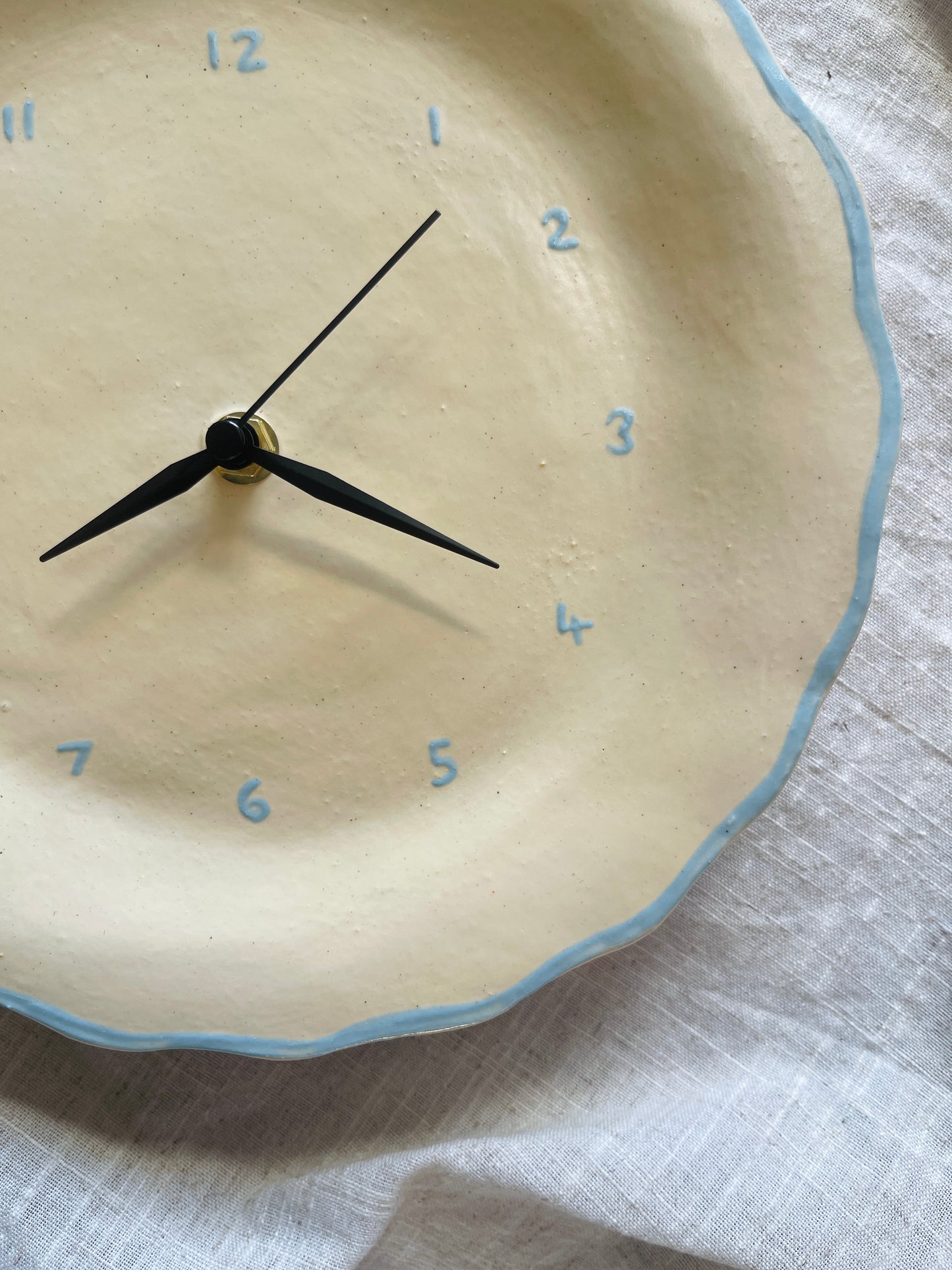 Ceramic clock light blue and cream