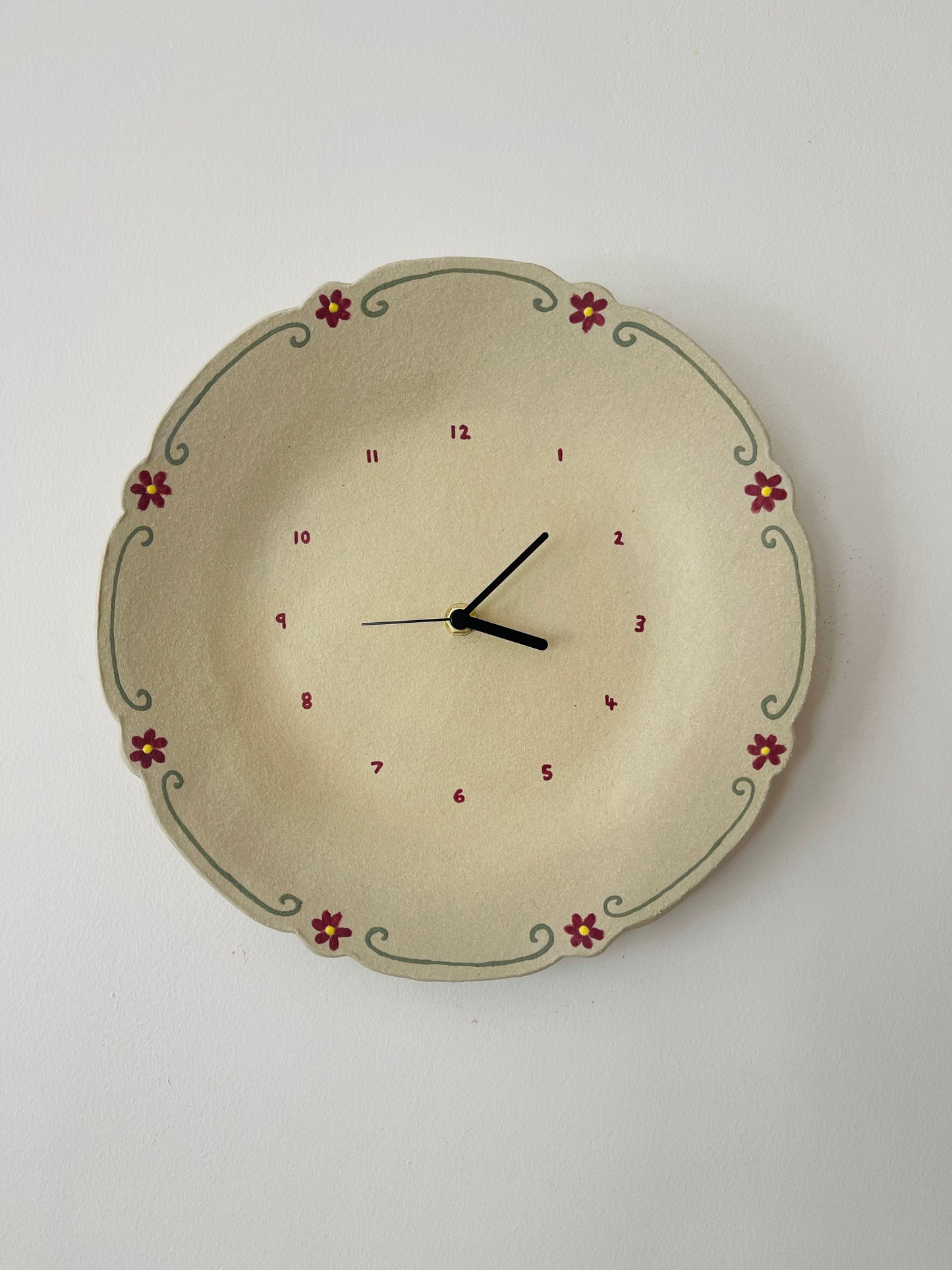 Clock with hand painted flowers