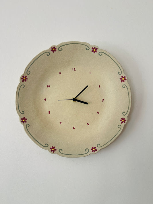 Clock with hand painted flowers