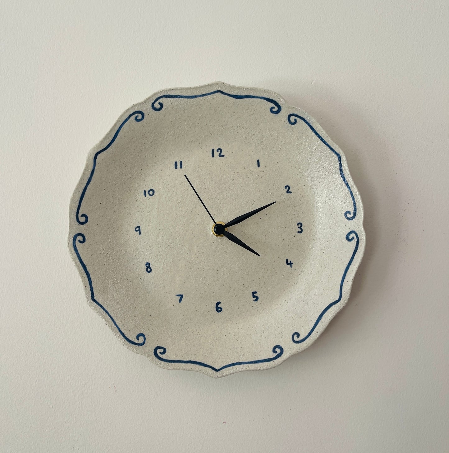 Ceramic plate clock with hand painted detail