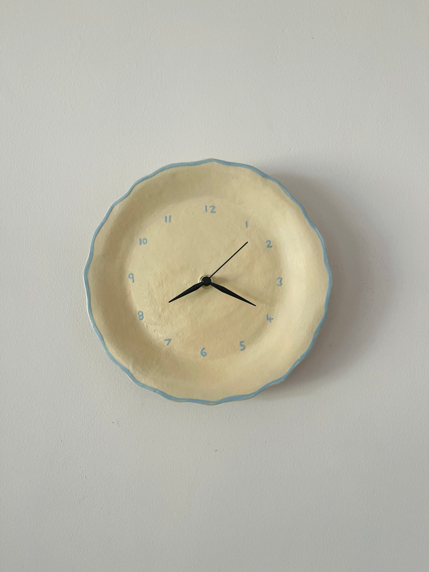 Ceramic clock light blue and cream