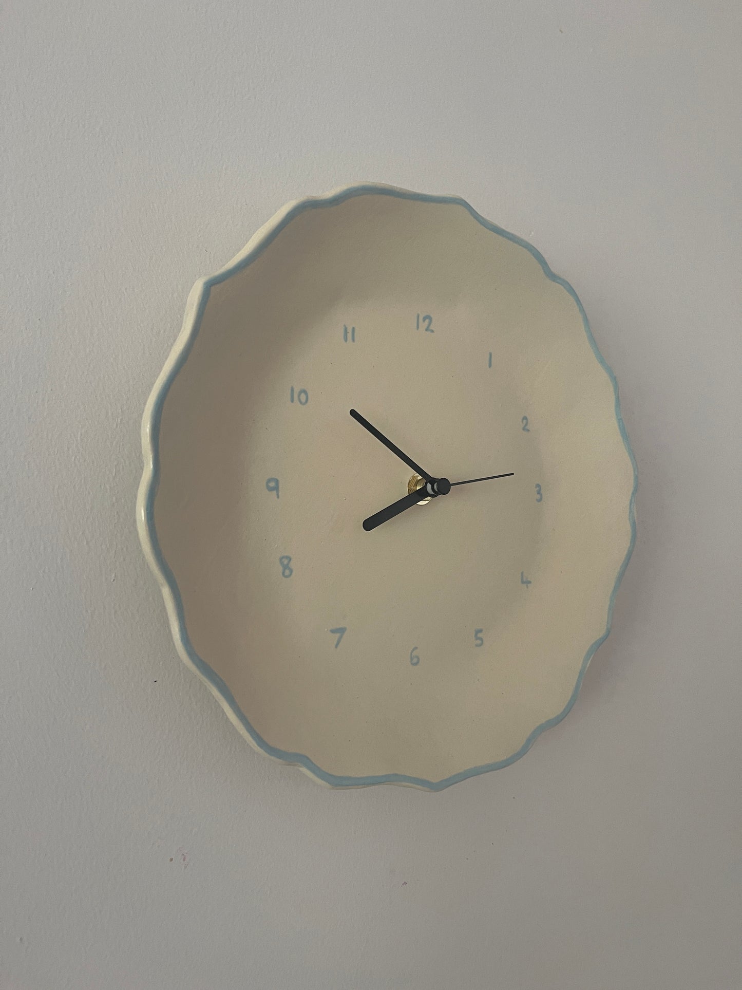 Ceramic clock light blue and cream