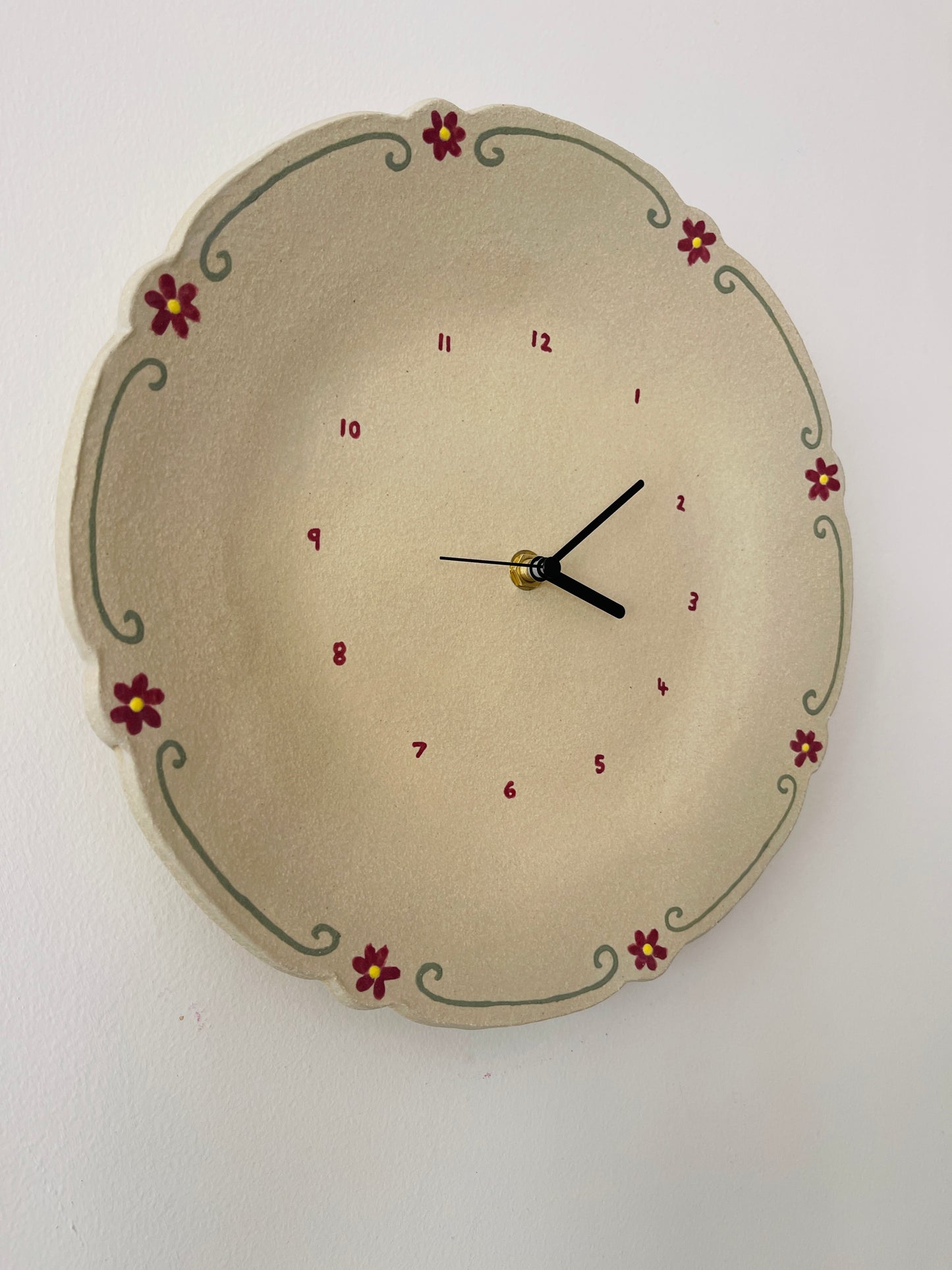 Clock with hand painted flowers
